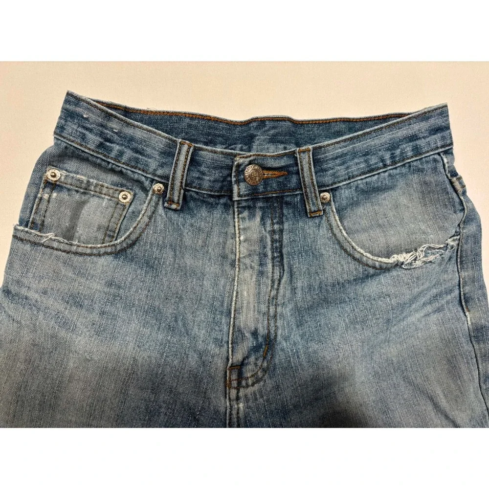 Golden Denim Straight Leg Jeans Medium Wash Distressed Size 28 Vintage Style